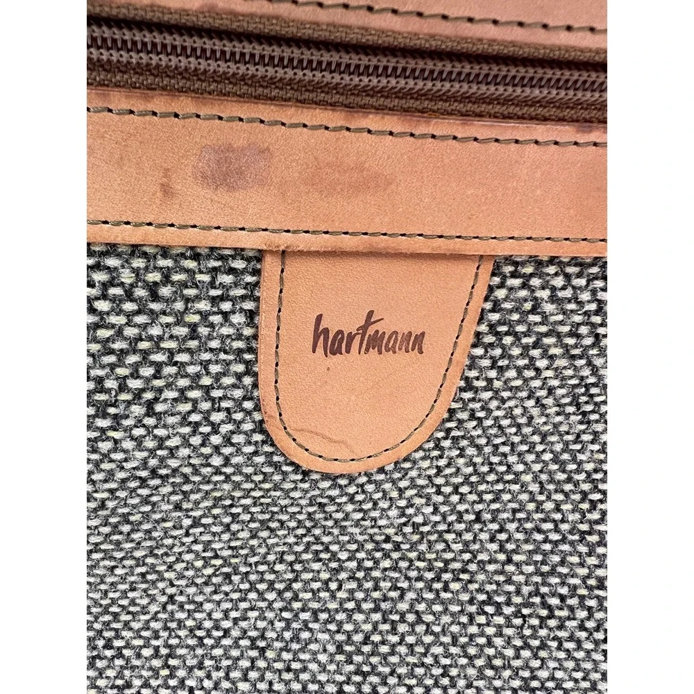VTG Hartmann Leather Tweed Carry On Weekender Triple Compartment Expandable